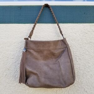 Antik Kraft brown faux leather large shoulder bag with tassel